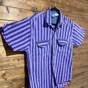 Vintage Fine Line Purple Striped Button-Up – Size Medium